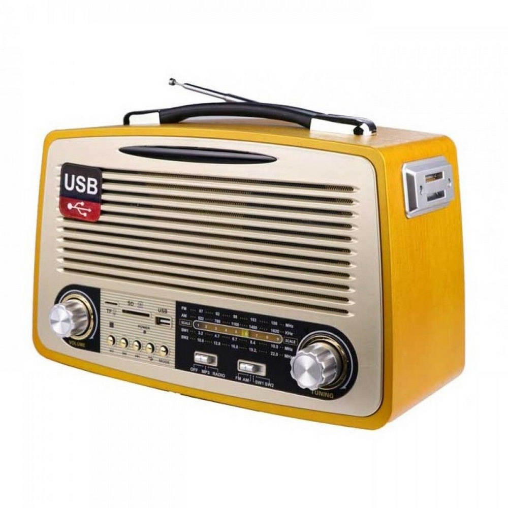 Радиоприемник Kemai MD-1700BT USB/SD/BT Ретро (светло-коричневый) #1