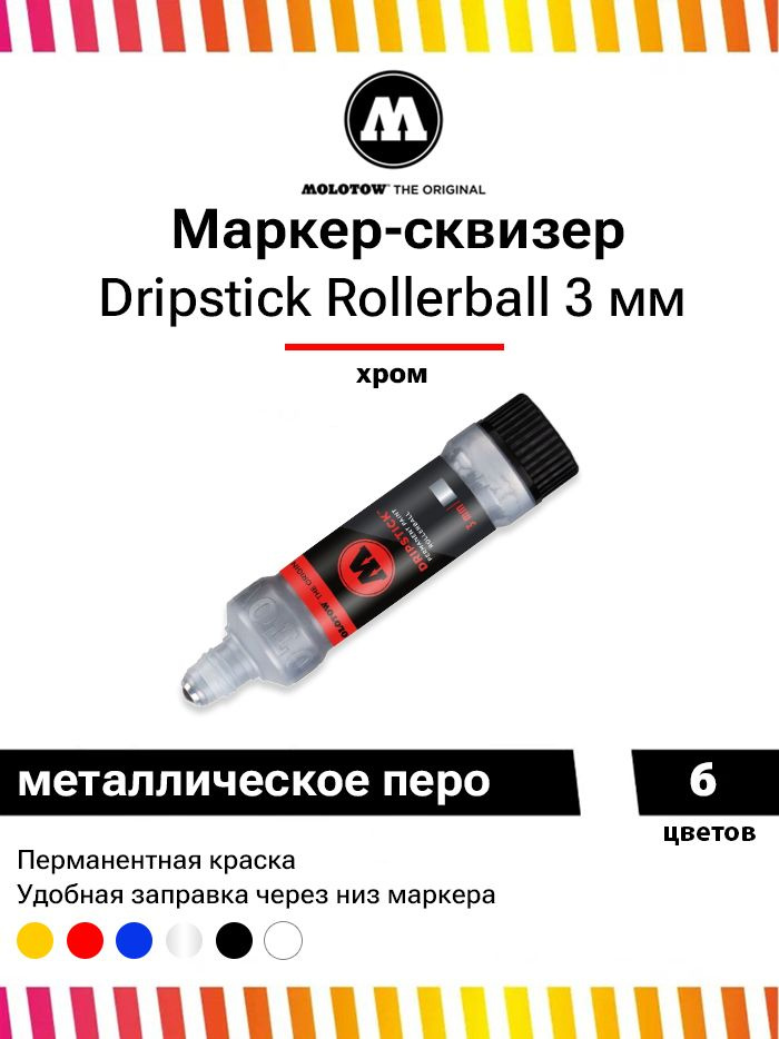 Перманентный маркер сквизер Molotow Dripstick rollerball 862006 хром 3 мм 30 мл  #1