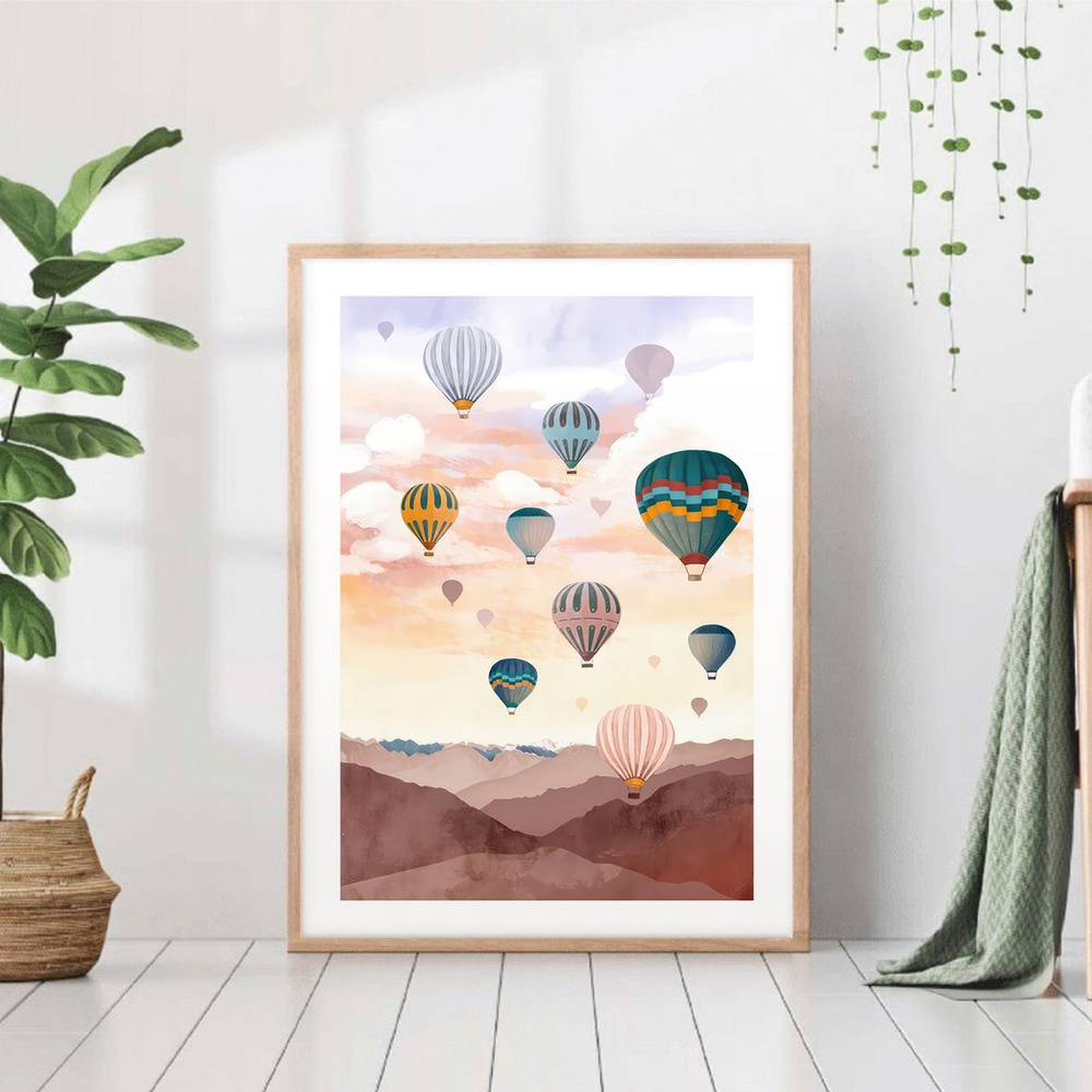 Постер "Воздушные шары в небе" 50x70 БЕЗ РАМЫ для интерьера / Тубус  #1