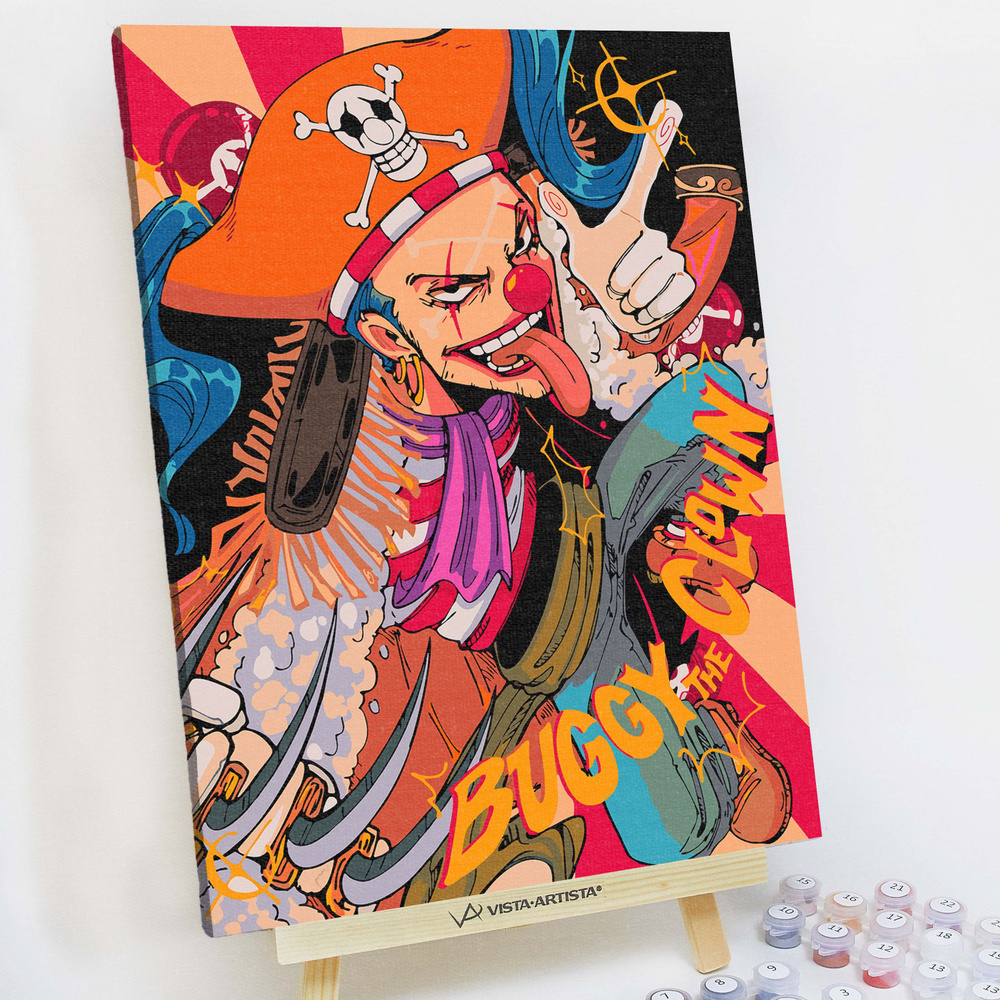 Картина по номерам, холст на подрамнике - Клоун Багги - Аниме Ван Пис 30x40 см.  #1
