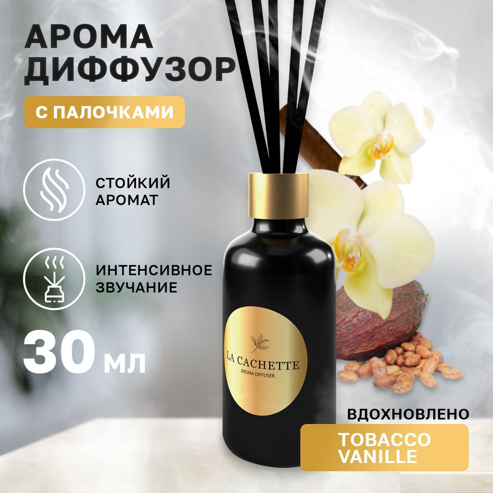 Аромадиффузор с палочками/диффузор La Cachette U011, Tobacco Vanille 30 мл  #1