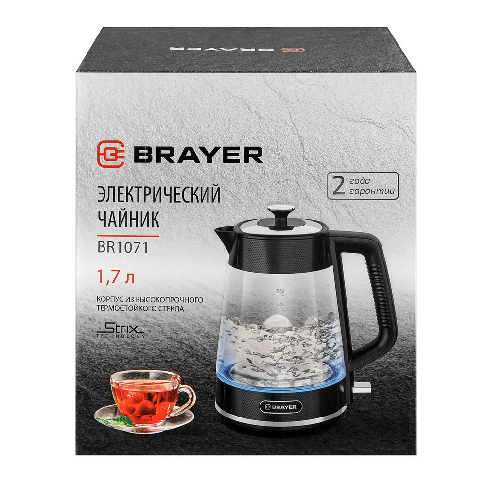 BRAYER Электрический чайник Чайник электрический BR1071, черный  #1