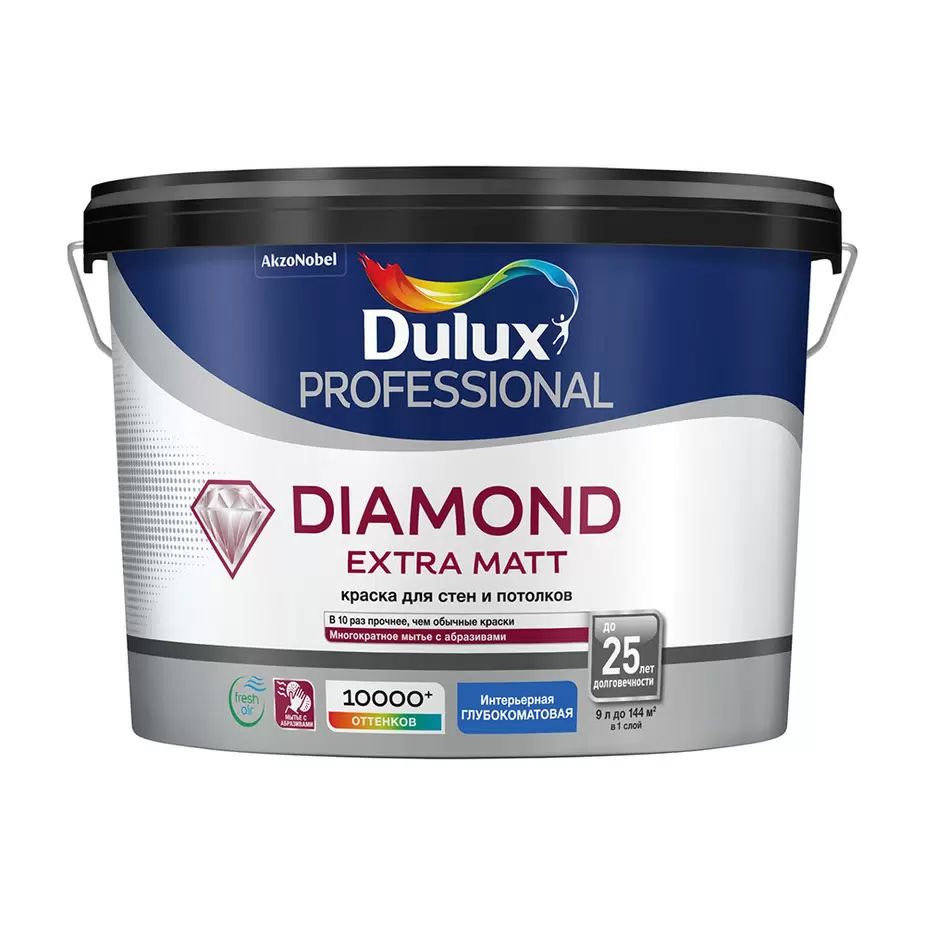 DULUX Комплект лакокрасочных материалов, Глубокоматовое покрытие, 9 л, белый  #1