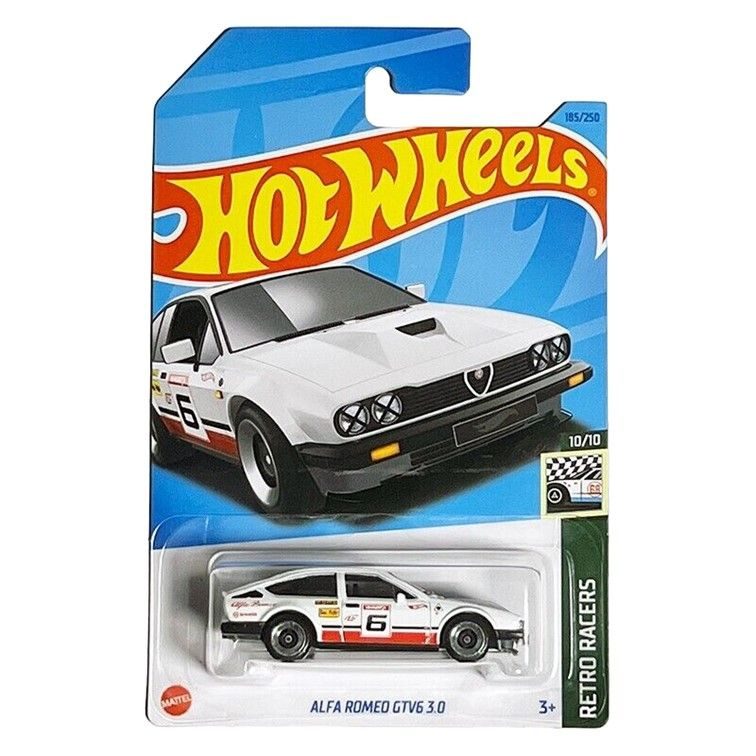 HKJ83 Машинка металлическая игрушка Hot Wheels коллекционная модель Alfa Romeo GTV6 3.0 белый  #1