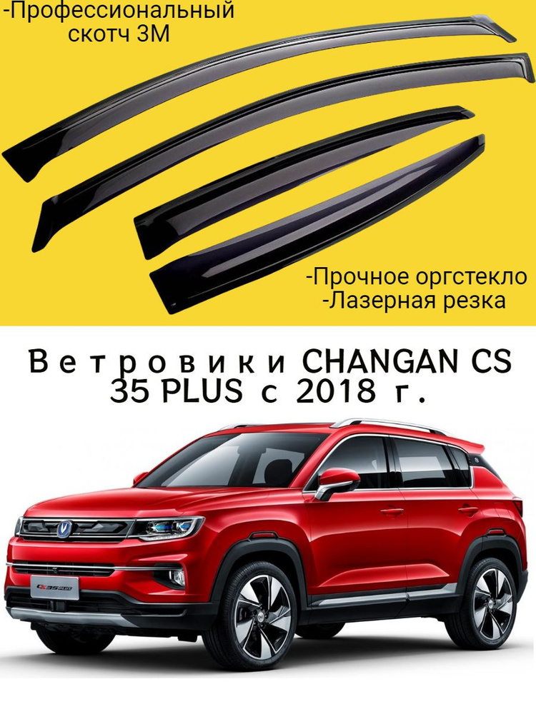 Ветровики, Дефлекторы окон CHANGAN CS 35 PLUS / Ветровик стекол / Накладка на двери Чанган ЦС 35  #1