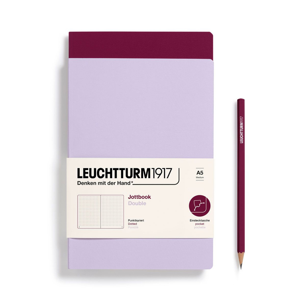 Комплект блокнотов Leuchtturm1917 Jottbook Medium A5 лиловый/винный, в точку, 2 штуки  #1