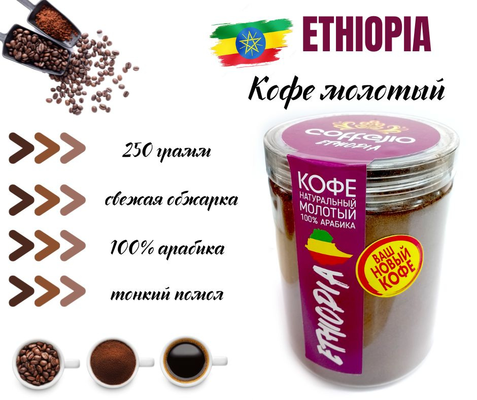 Кофе молотый арабика ETHIOPIA 250г ТМ Coffejio #1