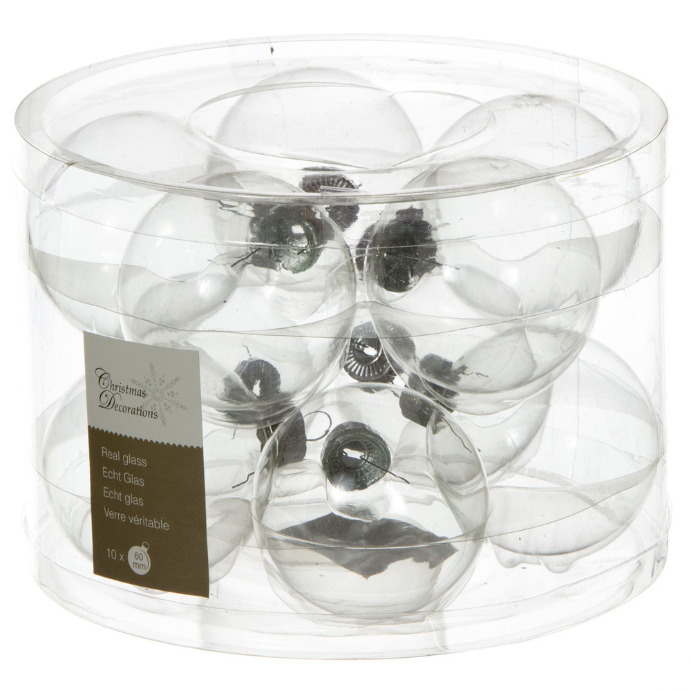 Набор стеклянных шаров 6 см прозрачный, 10 шт #1