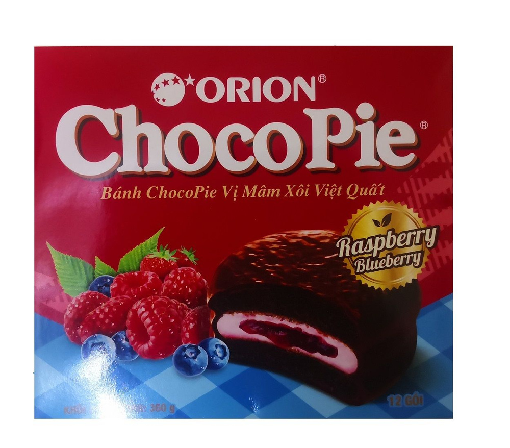 Орион Чоко Пай, Малина и Черника/Orion Choco Pie Raspberry&Blueberry, 336гр (Вьетнам)  #1