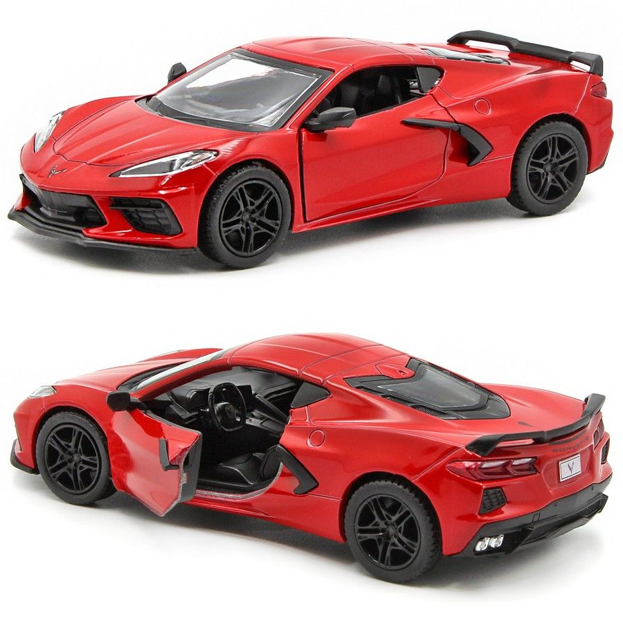 Машинка металлическая Kinsmart 1:36 2021 Chevrolet Corvette (Шевроле Корвет) 5432DKT инерционная, двери #1