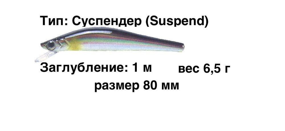 Воблер суспендер заглубление до 100 см (Minnow) вес 6,5г Zenith Hyper - M 80 SP 022 Brown Ayu (Япония) #1