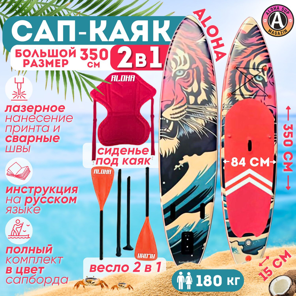 Сапборд-каяк ALOHA ТИГР И ВОЛНА 11'6 x 33" x 6" (350см х 84см х 15см) #1