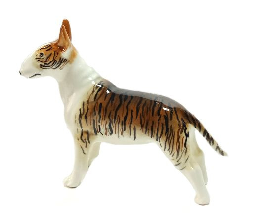 Бультерьер стоит (окрас тигровый) Фарфоровая статуэтка собаки  #1