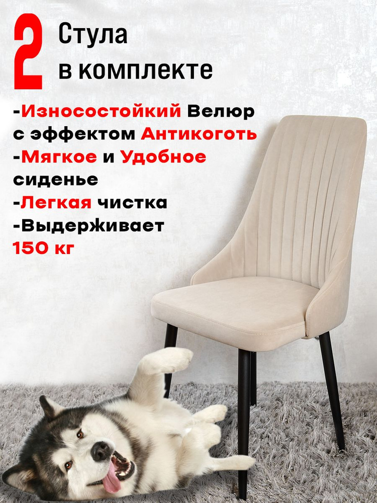 Комплект стульев для кухни и офиса Руссо, 2 шт, Бежевый #1