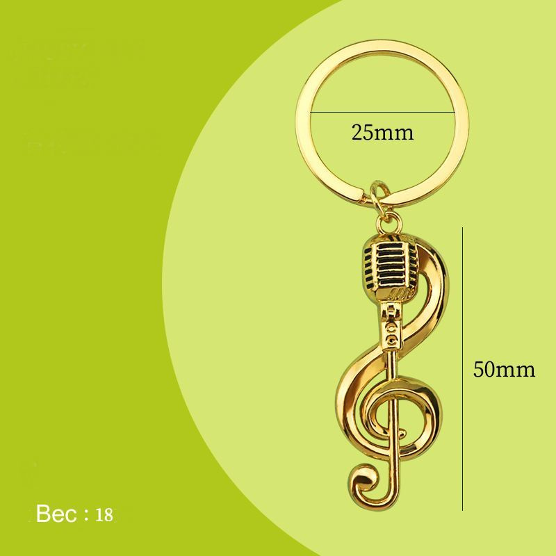 Брелок металлический "Скрипичный ключ с микрофоном" для ключей  #1