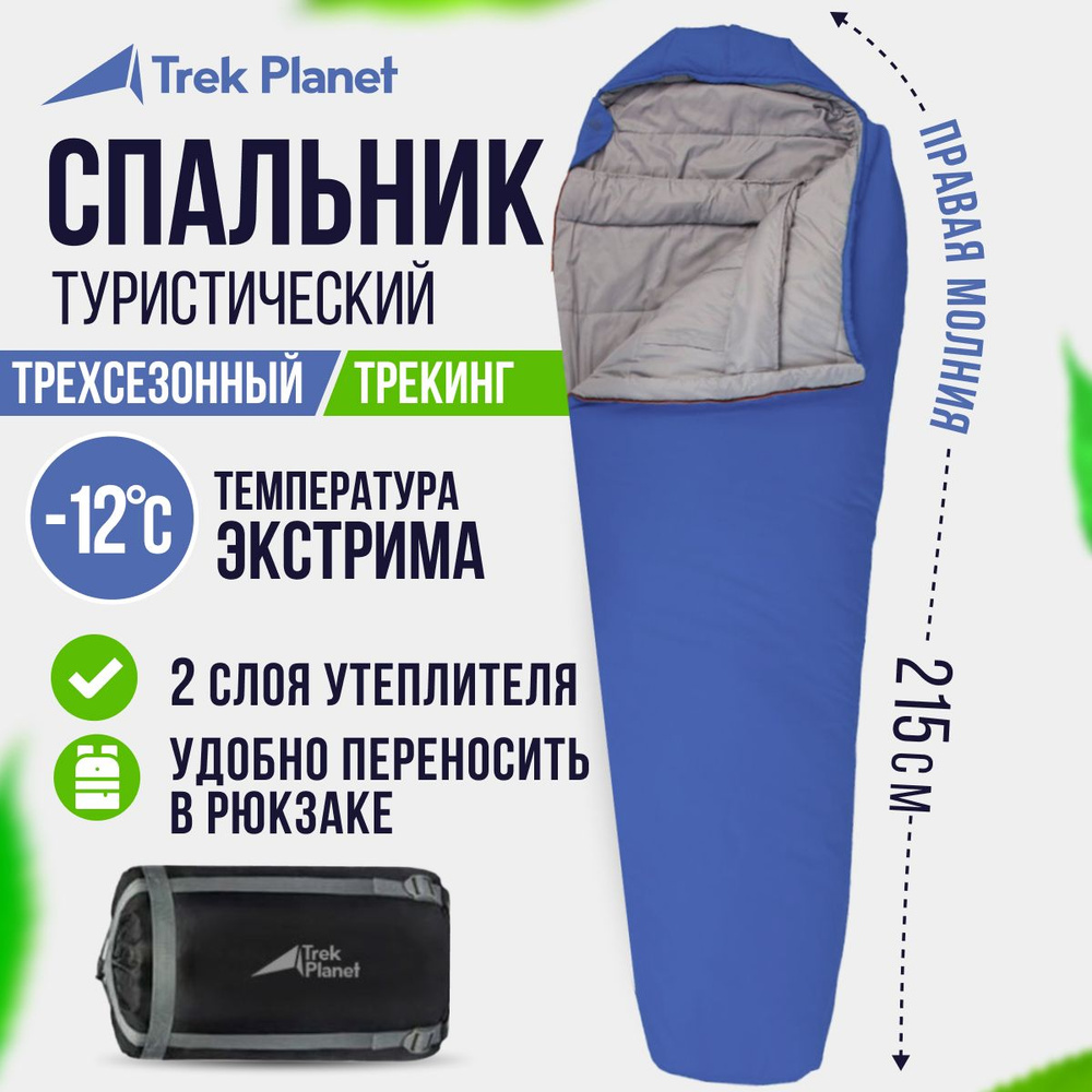 Спальный мешок TREK PLANET Dakar M, правая молния, цвет: синий #1