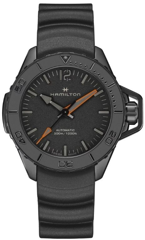 Швейцарские механические наручные мужские часы Hamilton Khaki Navy H77845330 на браслете из каучука, #1