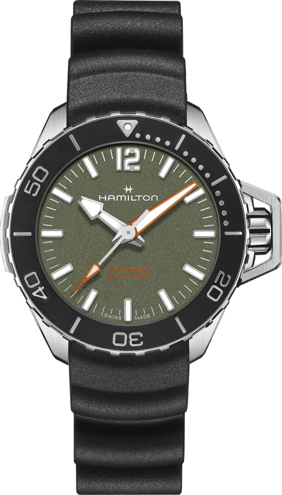Швейцарские механические наручные мужские часы Hamilton H77455360 на каучуковом браслете, с водозащитой #1