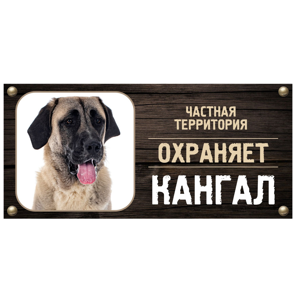 Табличка, Злая собака, Территорию охраняет Кангал, на металлической основе, 30см х 14 см, на забор, на #1