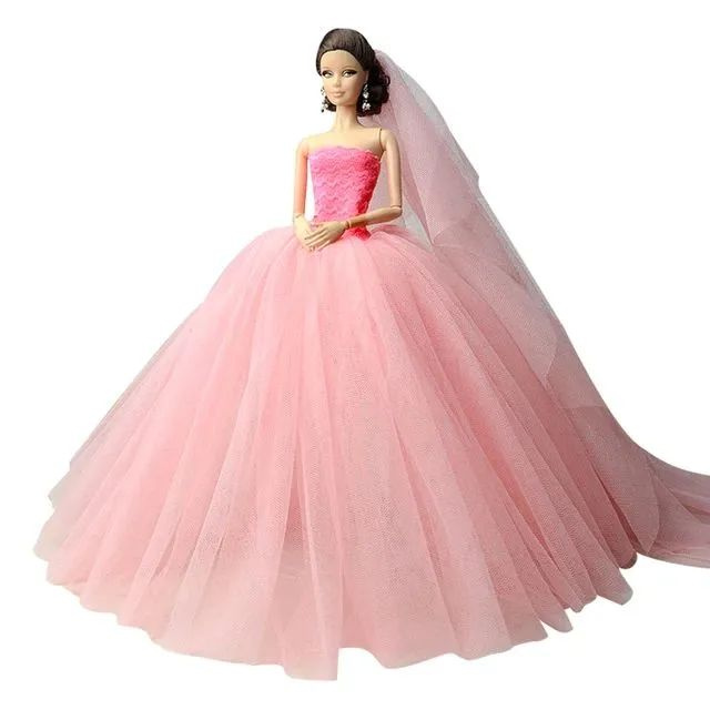 Свадебное платье с фатой для куклы 29 см #1
