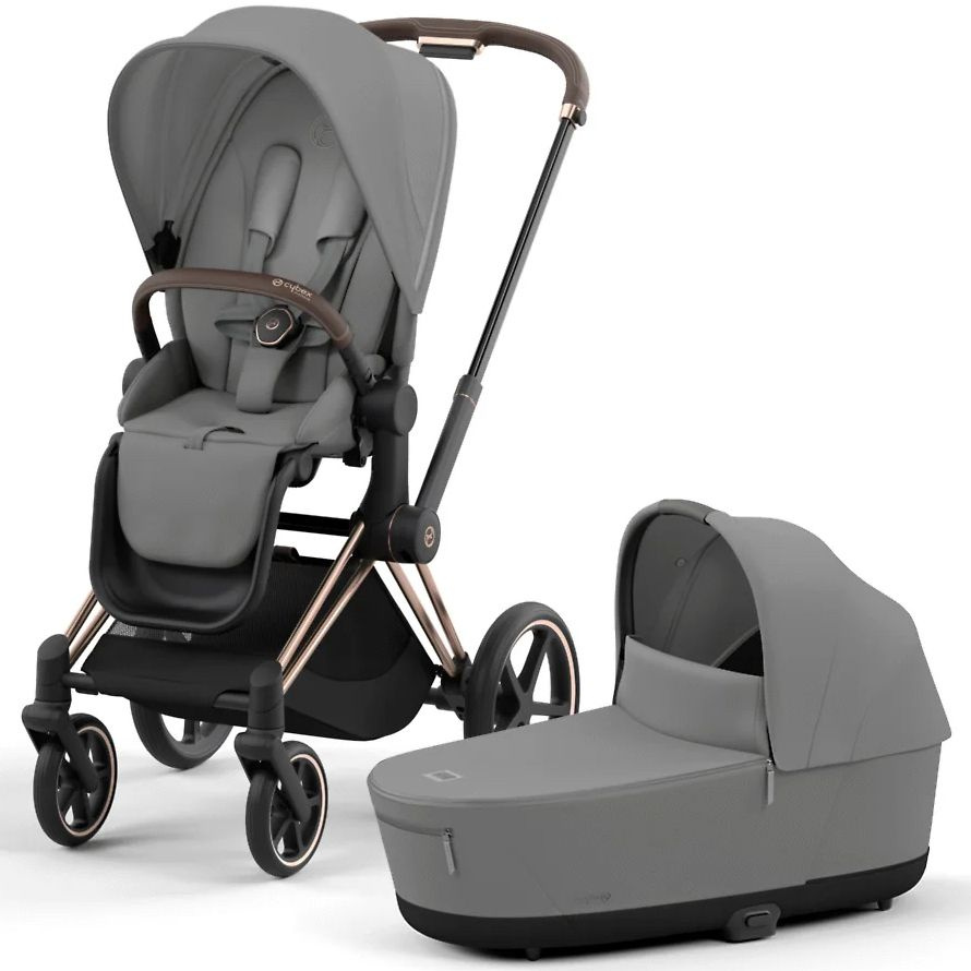 Универсальная коляска 2 в 1 Cybex Priam IV, цвет Mirage Grey серый на шасси Rosegold, с рождения до примерно #1