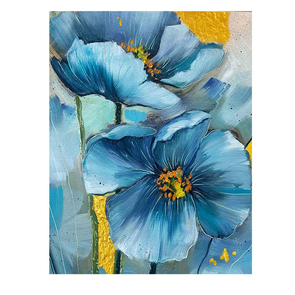 Картина по номерам с поталью 40*50 см, холст, на подрамнике Голубые цветы Molly HR0602  #1
