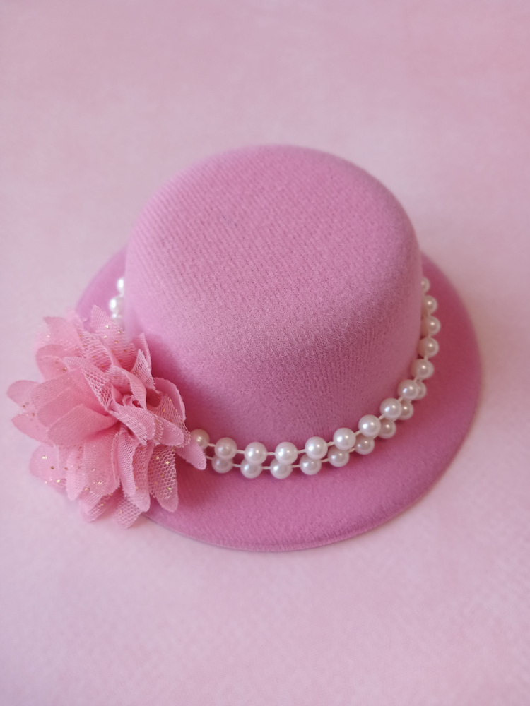 Шляпка на заколках Элегант, Розовая шляпка, розовый цветок  #1