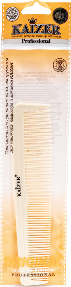 Расческа-гребень для волос Kaizer / Кайзер с частыми зубьями пластиковый, без ручки, двойной, бежевый #1