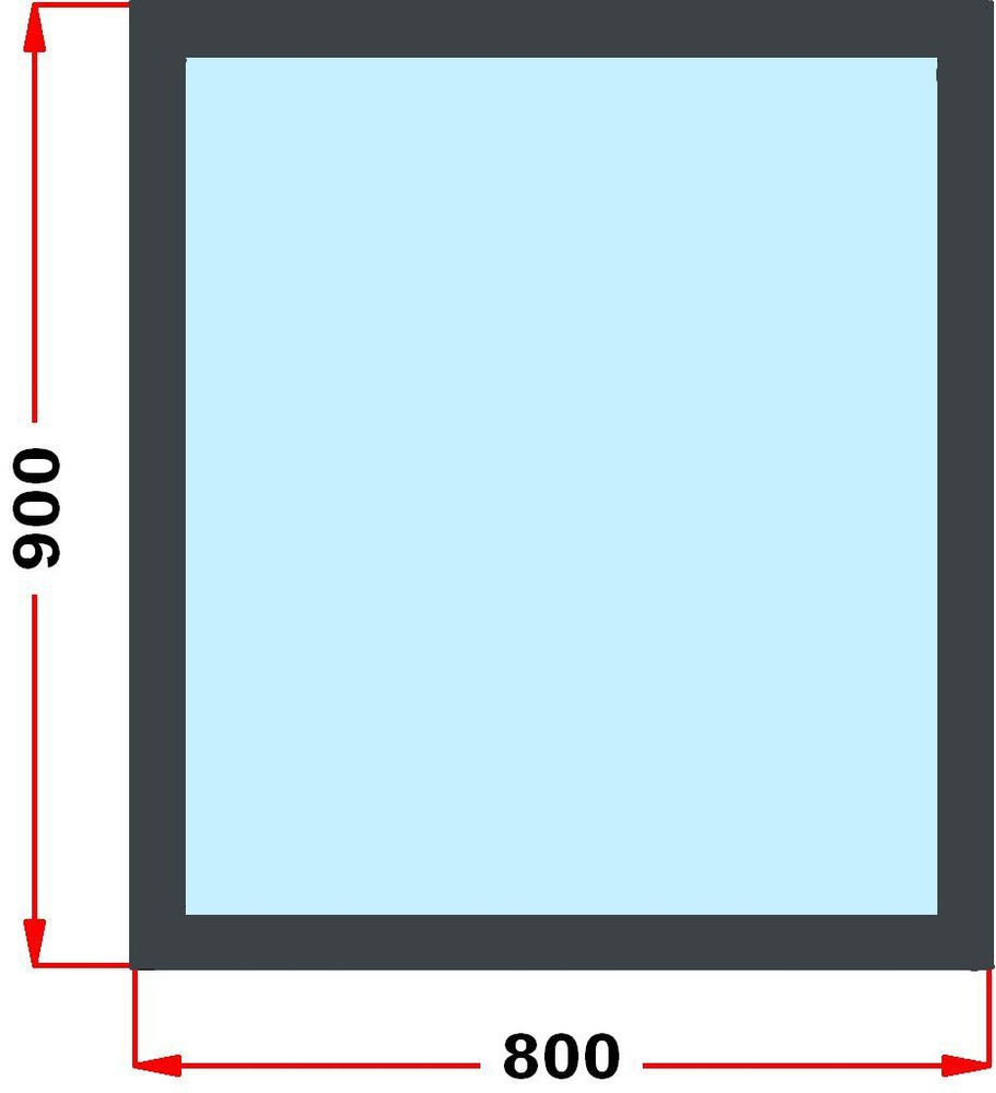 Окно из профиля Grunder 70 мм (900 x 800), не открывающееся, стеклопакет 3 стекла, темно-серое снаружи, #1