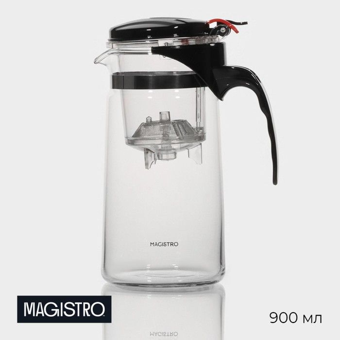 Чайник стеклянный заварочный Magistro Мантана, 900 мл, с пластиковым ситом  #1