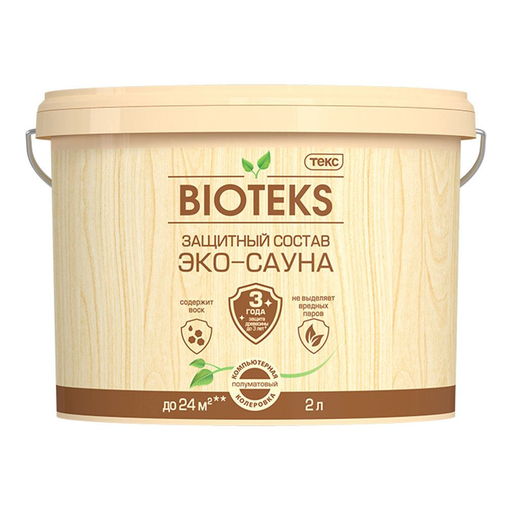 Состав защитный Текс Bioteks Эко-Сауна для бань и саун бесцветный 2 л  #1