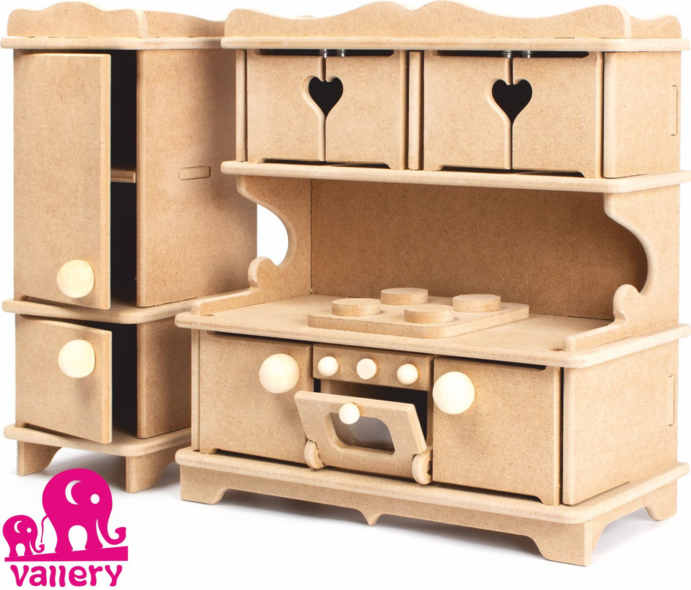 Кукольный набор мебели Vallery "Моя Кухня" 27 см., без окрашивания  #1