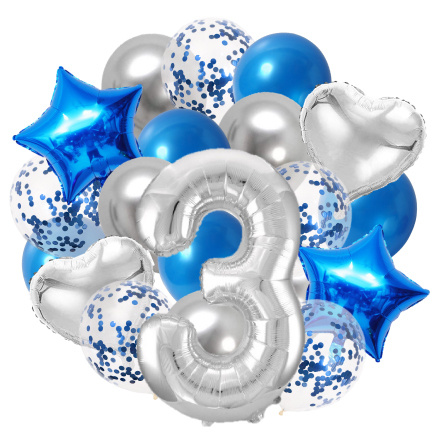 Сине-серебристый набор шаров на 3 года