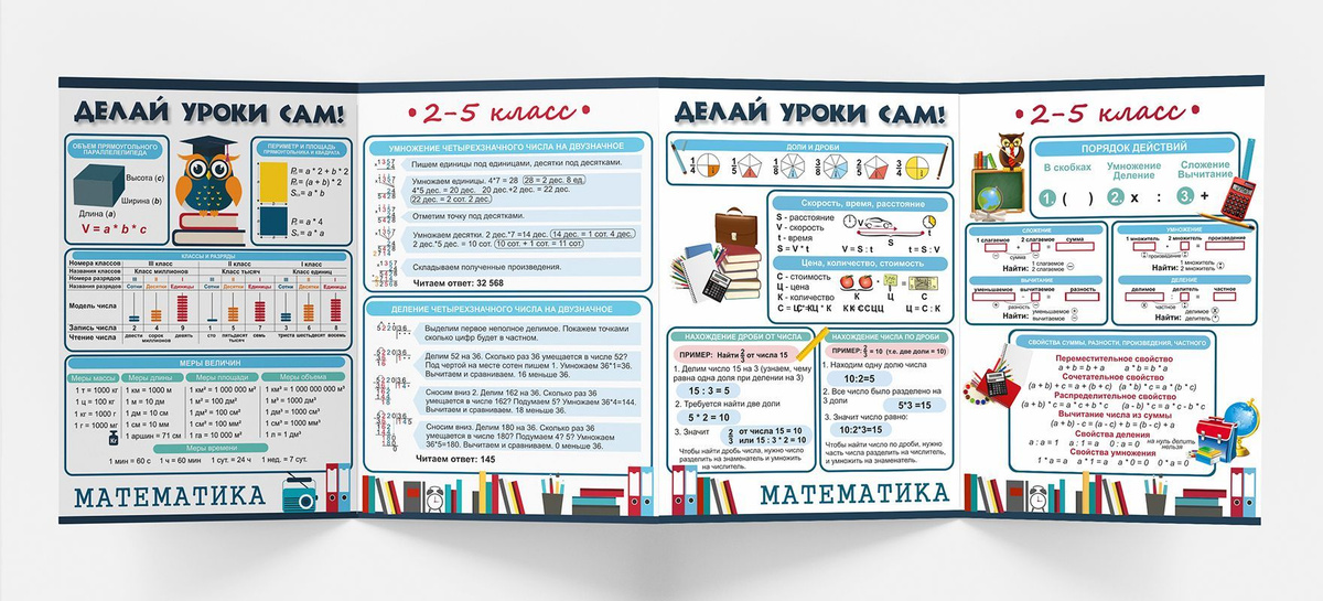 Обучающий буклет русский язык и математика (2-5 класс) 