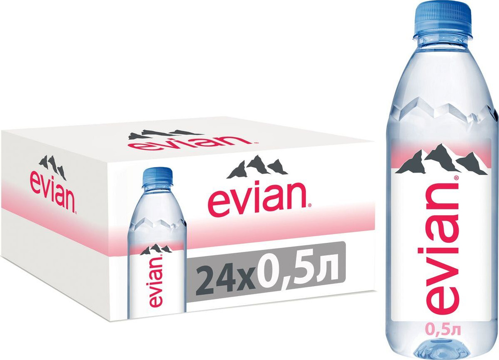 Вода Evian / Эвиан минеральная, питьевая, негазированная. 0,5л х 24 шт/уп, ПЭТ  #1