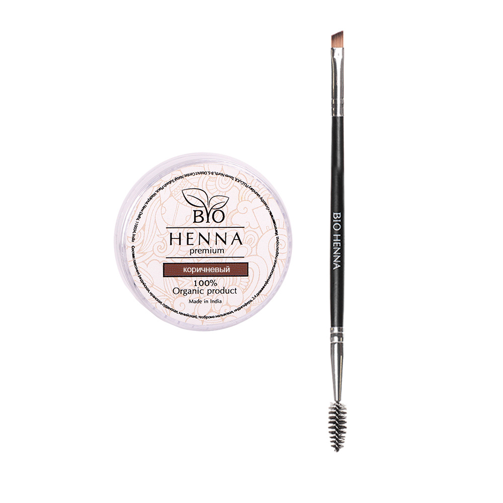 Bi henna Premium Набор для домашнего окрашивание хной коричневый"+кисть  #1