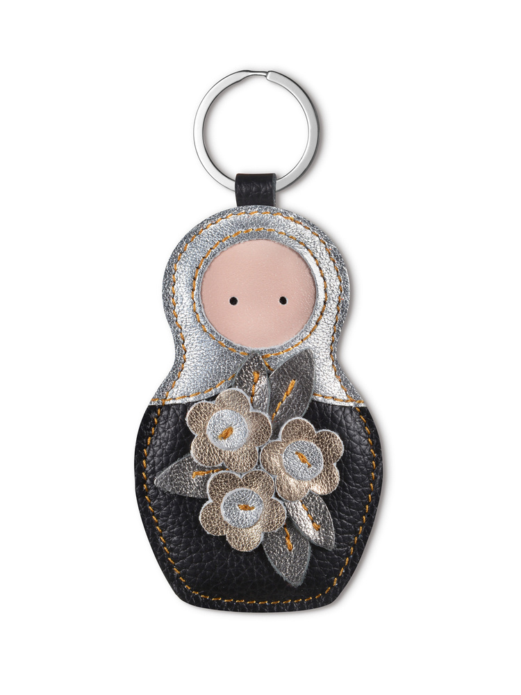 Брелок-украшение для ключей на сумку из натуральной кожи МАТРЕШКА от WOODSURF  #1