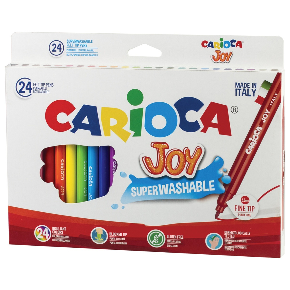 Фломастеры Carioca "Joy", 24 цвета, супер смываемые, вентилируемый колпачок (40615)  #1