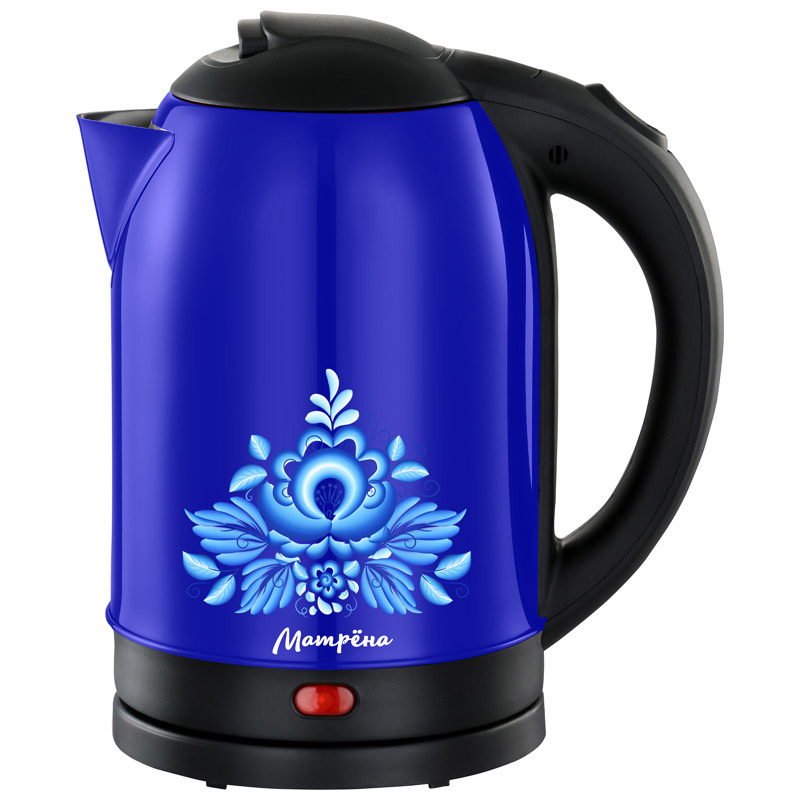 Чайник МАТРЁНА MA-005 электрический (2,0 л) стальной синий гжель  #1