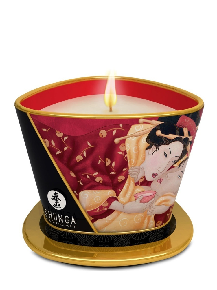 Массажное масло. Масло-свеча с ароматом клубничного вина Shunga. Шунга свеча - 170 мл.  #1