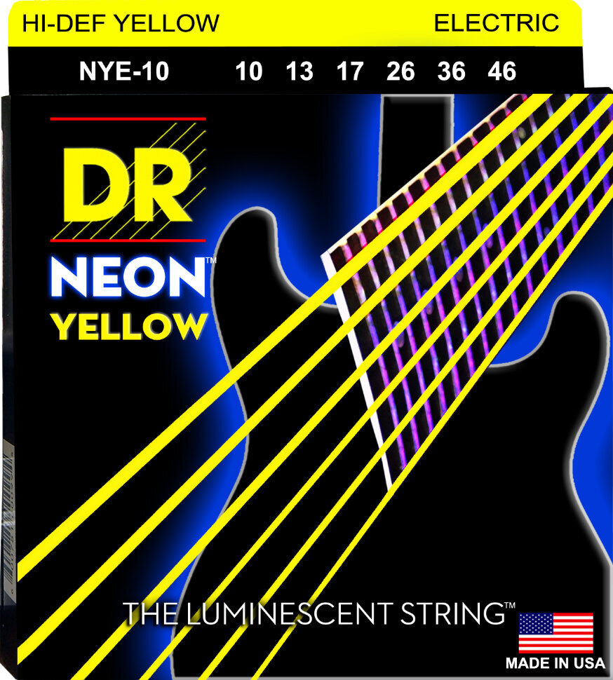 DR NYE-10 NEON Yellow Electric 10-46 Medium струны для электрогитары #1