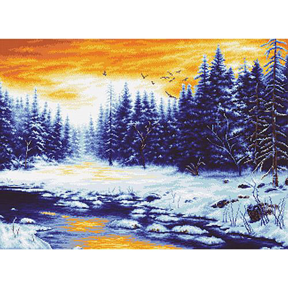 Набор для вышивания крестом Hobby & Pro "Зимняя река", 59 х 44 см S-079  #1