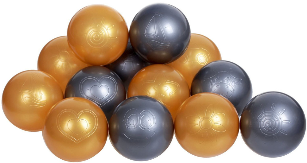 Шарики для сухого бассейна с рисунком "Перламутровые", диаметр шара 7,5 см, набор 100 штук, цвет: золотистый, #1