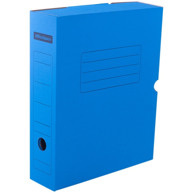 Короб архивный OfficeSpace с клапаном, микрогофрокартон, 75 мм, синий, до 700 листов (225412)  #1