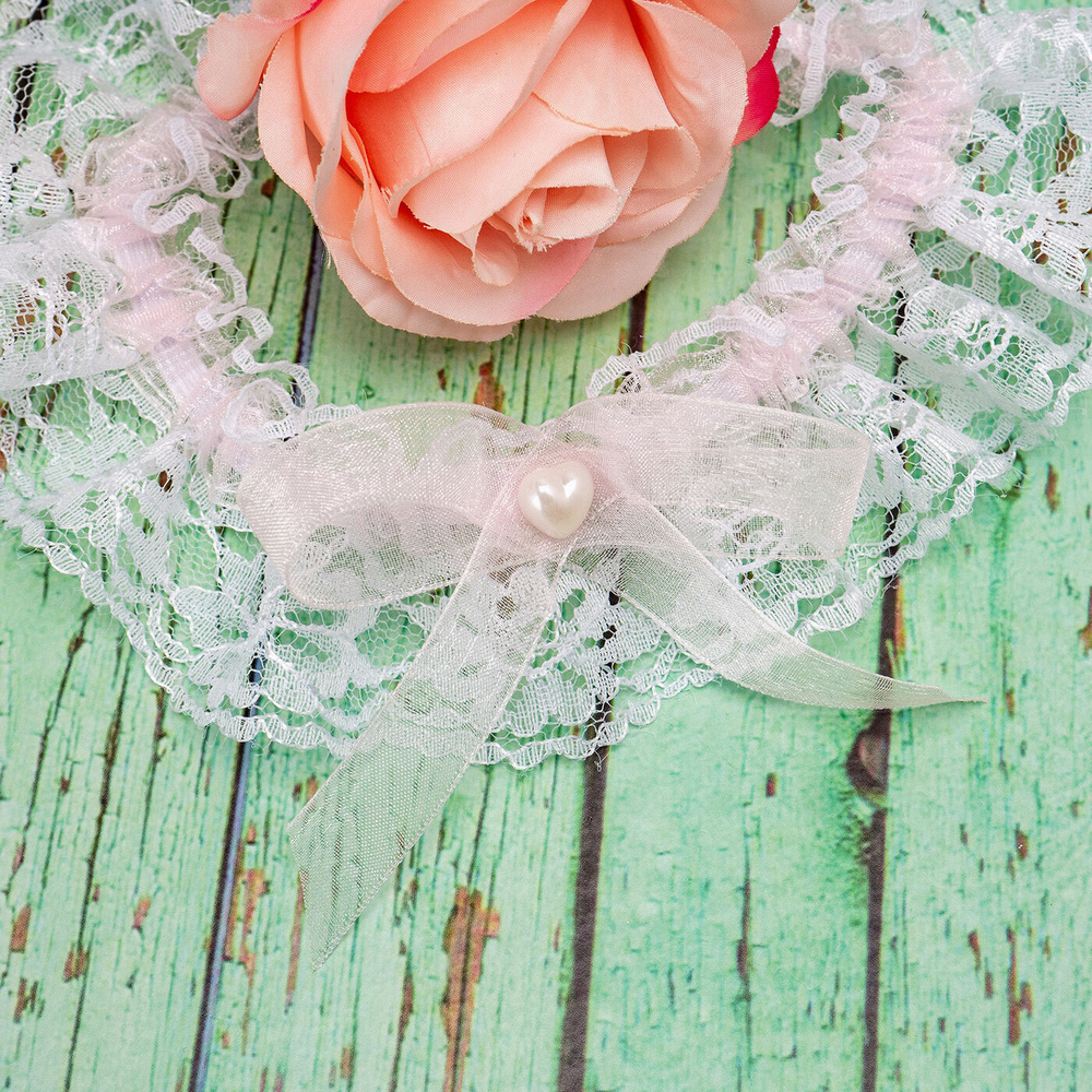 Подвязка для невесты на свадьбу "Розалина" из белого кружева  #1