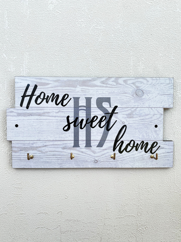 WoodOwl Ключница настенная "Home sweet home Classi" с 4 крюч. #1