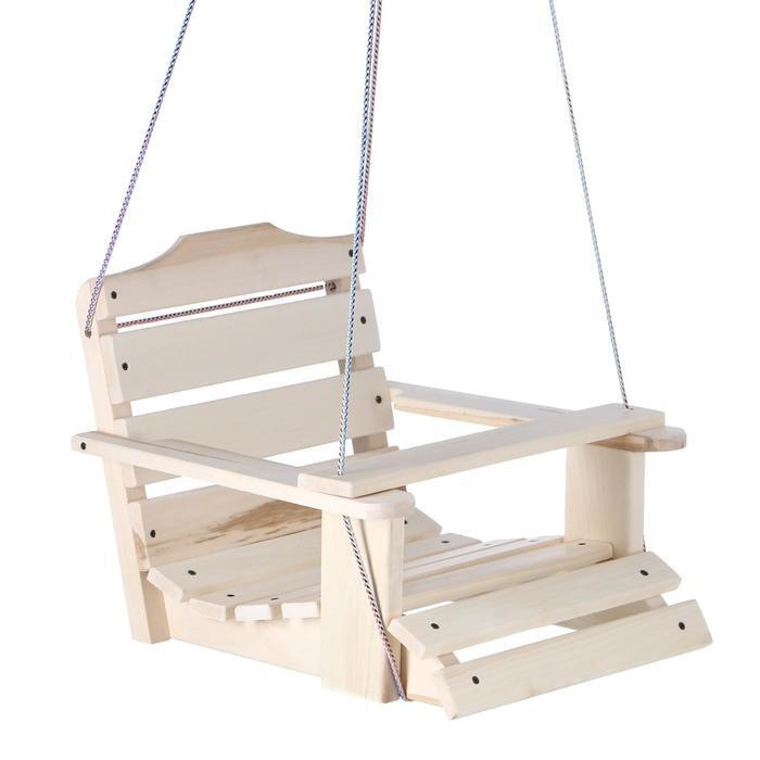 Кресло деревянное подвесное, сиденье 50 50см. Качели детские  #1