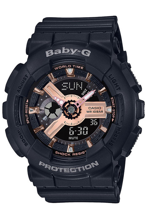 Противоударные женские наручные часы Casio Baby-G BA-110RG-1A с таймером и секундомером  #1