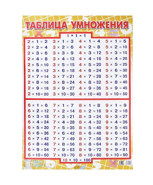 Плакат Литур Таблица умножения (978-5-9780-0153-2) #1