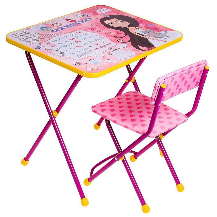 Набор детской мебели "Познайка. Маленькая принцесса" складной, комплект ламинированный стол и мягкий #1